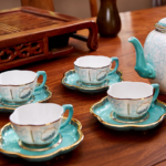 Juego de Tetera y Tazas de Té de Bone China Adecuado para Uso Doméstico o para Regalar