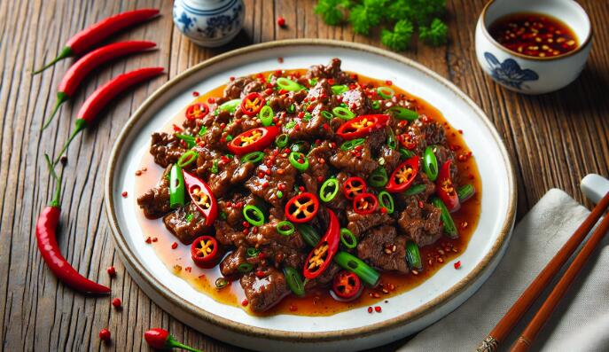 Métodos de presentación para carne de res con chiles picantes