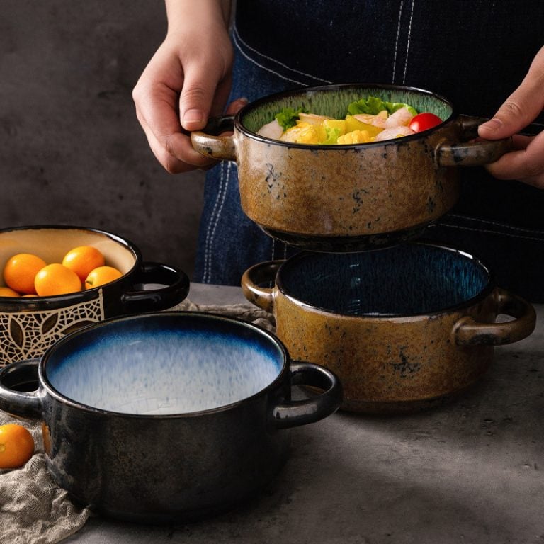 Wholesale YU QUAN Ceramic Tableware Double-Eared Bowls