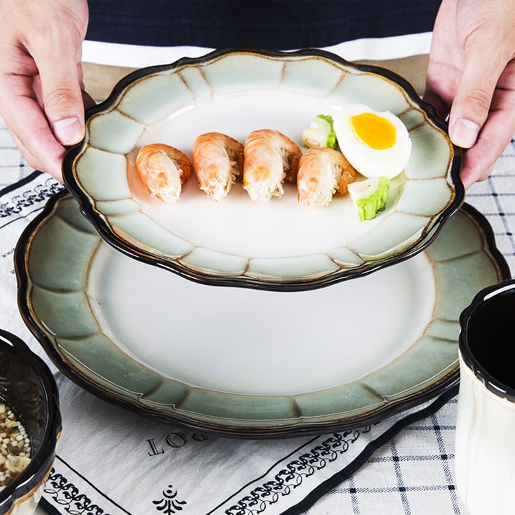 Yuquan Creative Ceramic Tableware Salad Bowl and Dessert Plate Four-Piece Set Wholesale